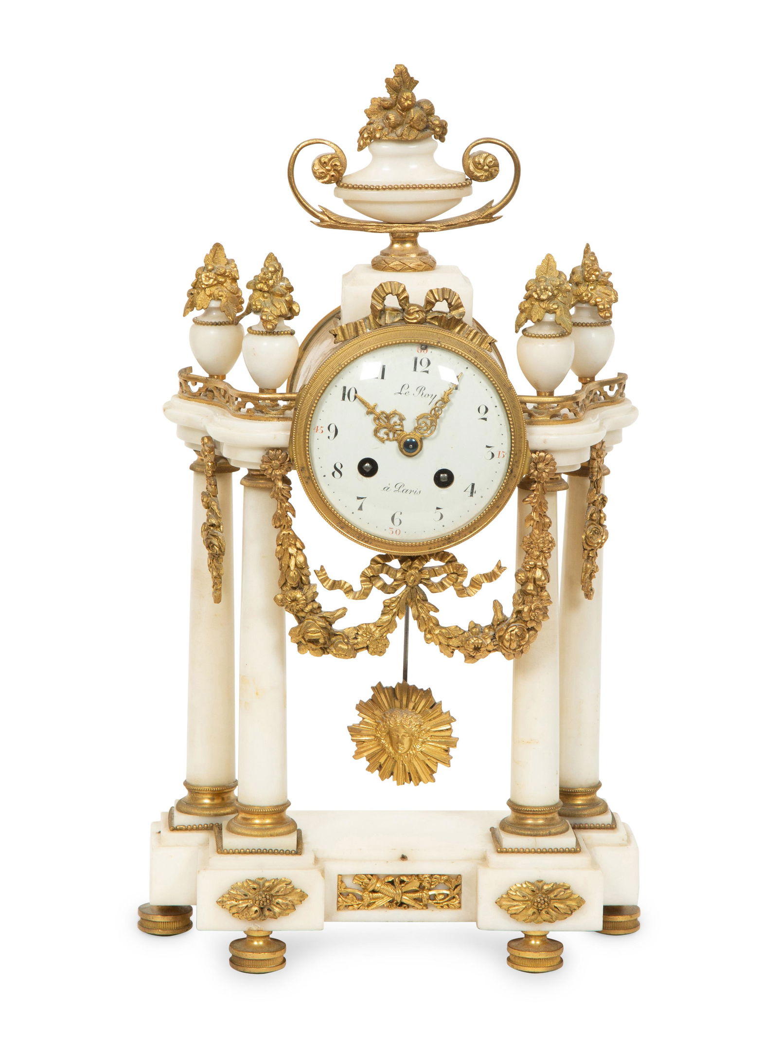 An Empire Style Gilt Bronze Mounted Marble Portico Clock (1 of 5)