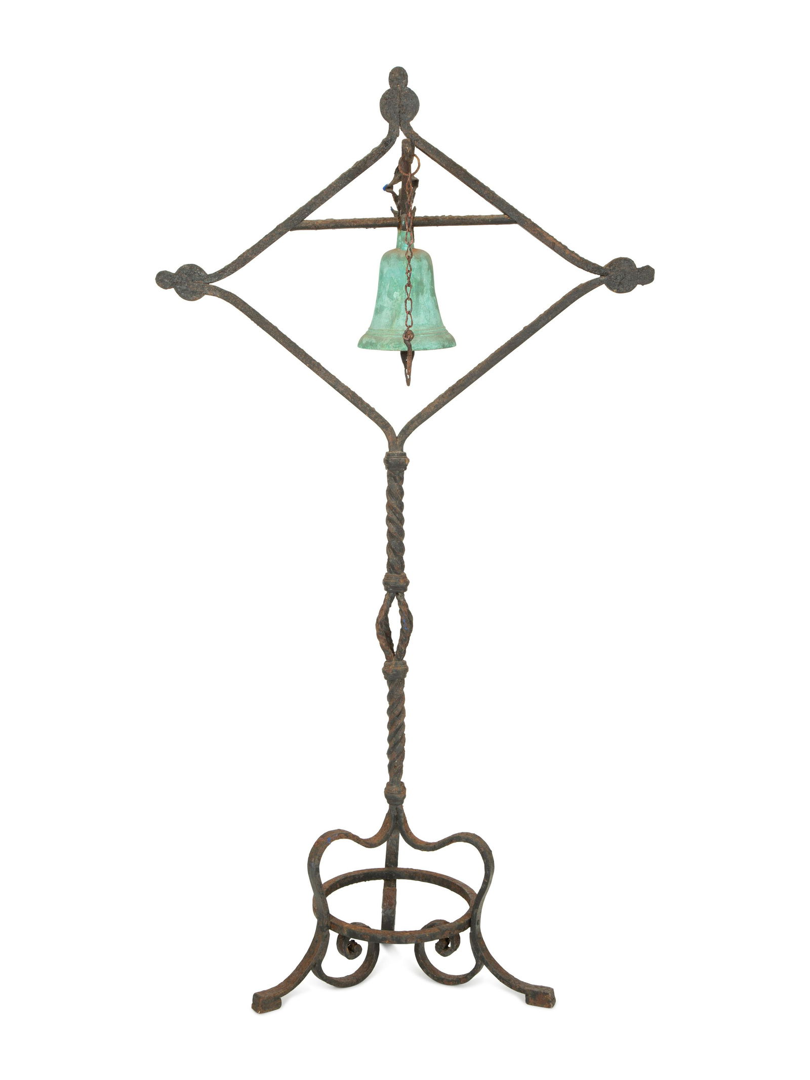 A Mizner Spanish Baroque Style Wrought Bell on Stand (1 of 4)