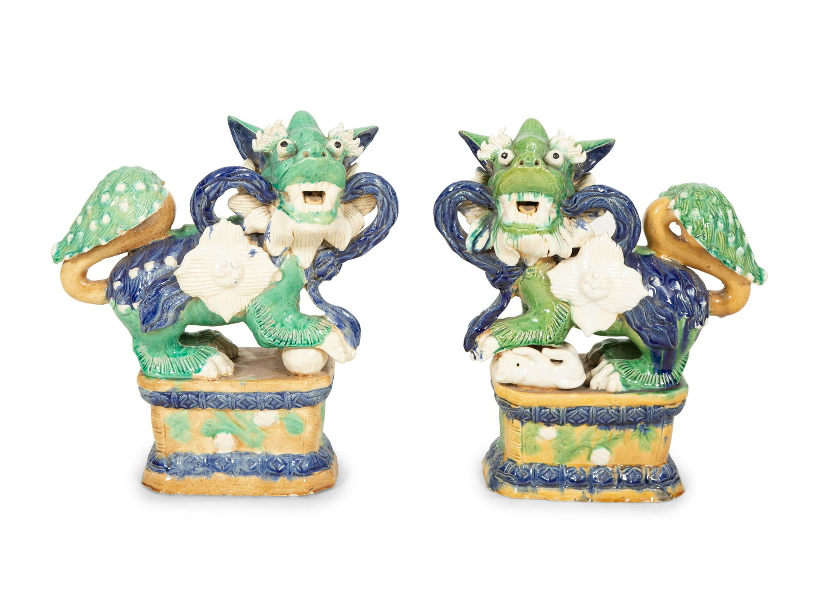 A Pair of Chinese Glazed Ceramic Guardian Lions (1 of 4)