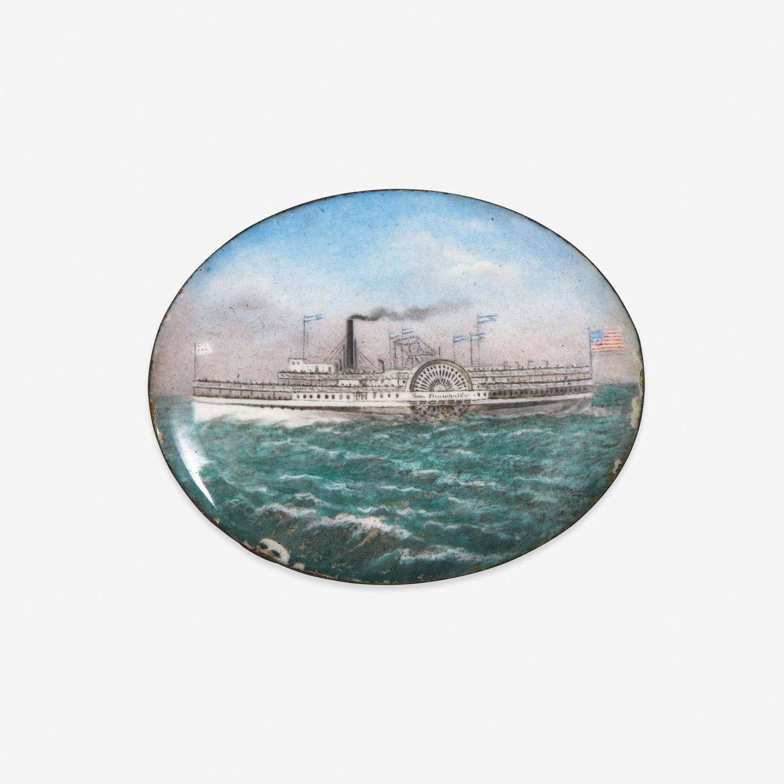 Mathieu Doroche (French, active 1866-1904) Miniature Portrait of an American Paddle Steamer (1 of 1)