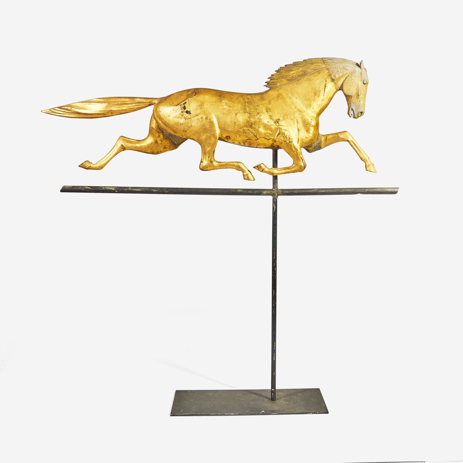 A patinated gilded copper weathervane of a running horse (1 of 2)