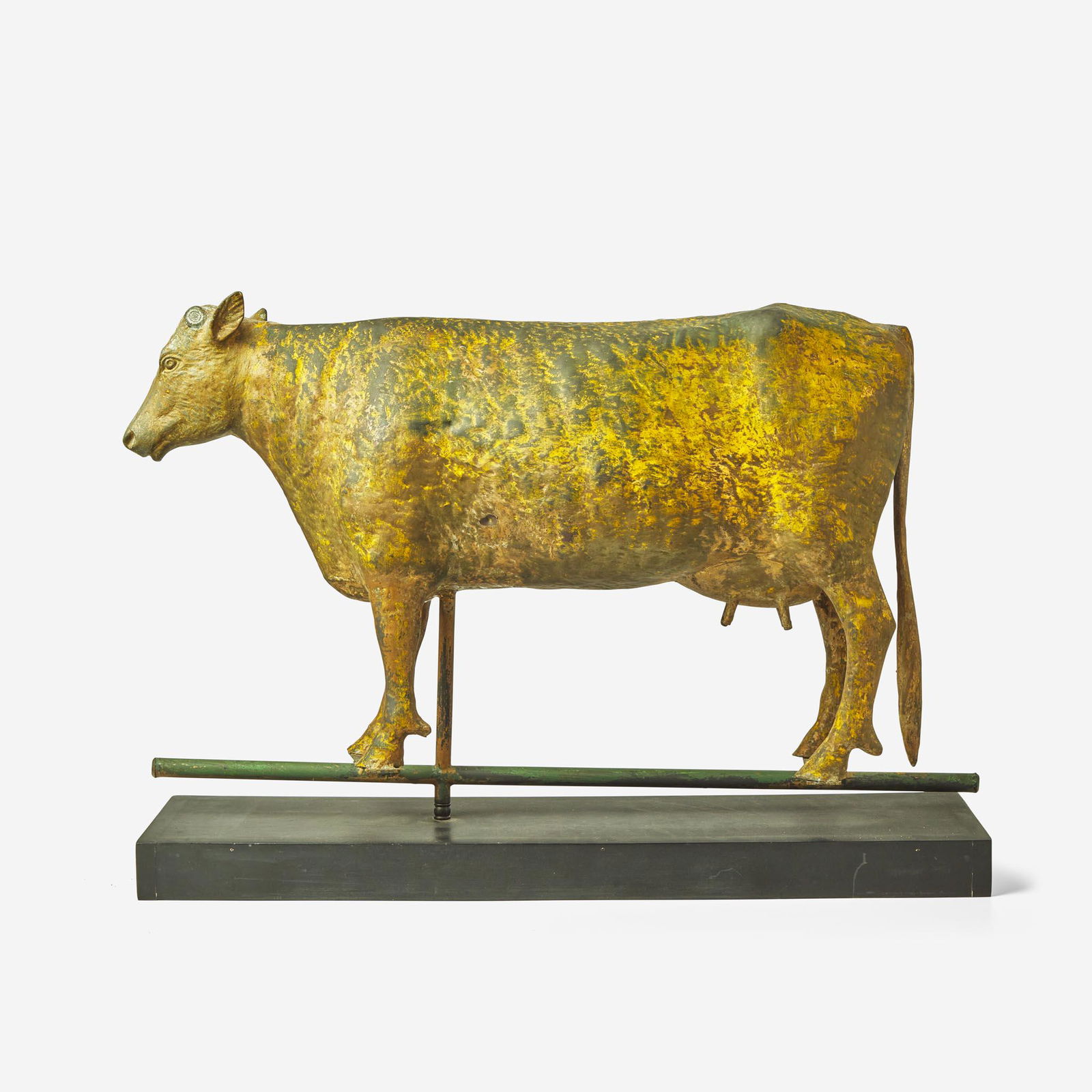 A patinated and gilded copper weathervane of a cow (1 of 2)