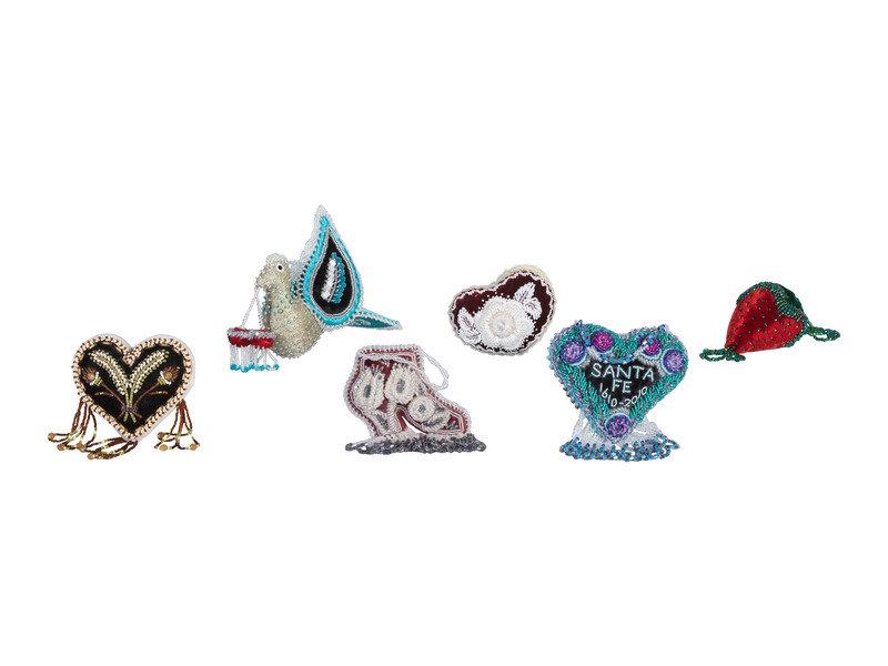 Grant Jonathan (Tuscarora, 20th century) Beaded Whimsies: Grant Jonathan (Tuscarora, 20th century) Beaded Whimsies lot of 6, two are signed and dated 2010 and 2013 sizes range from 3-3/4 inches to 7 inches This lot is located in Cincinnati.