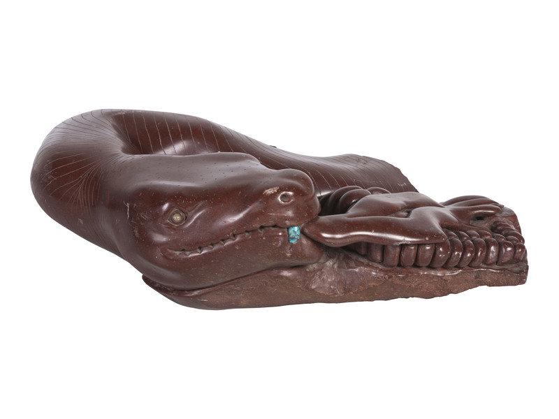 Catlinite Carving, Rattlesnake : Catlinite Carving, Rattlesnake second half 20th century unsigned height 3 inches x length 11-1/4 inches This lot is located in Cincinnati. Condition