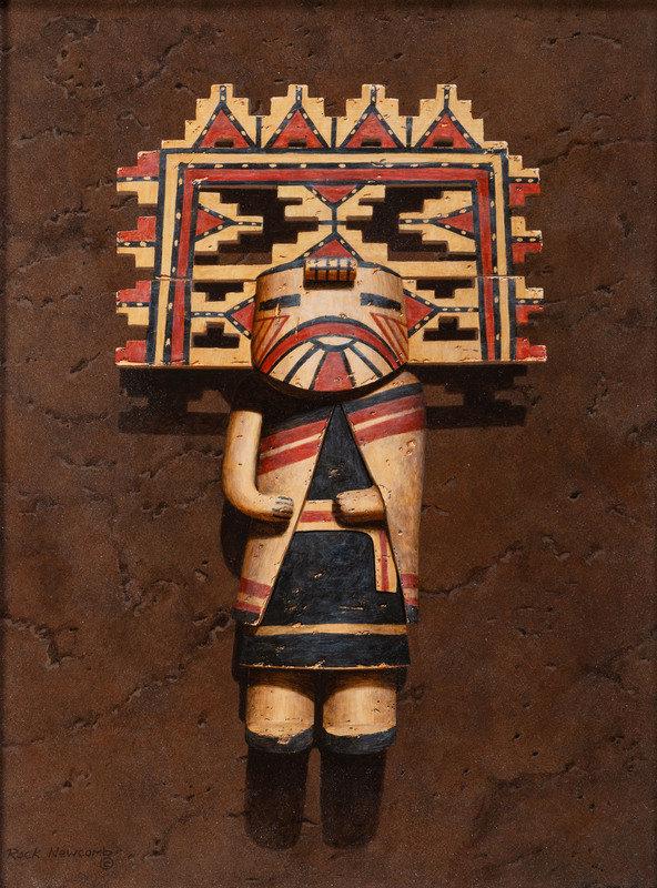 Rock Newcomb (Arizona, 20th Century) Out of the Past : Rock Newcomb (Arizona, 20th Century) Out of the Past acrylic on board signed lower right; titled and annotated on verso (sight) 11-1/4 x 8-1/4 inches; (framed) 18-1/2 inches x 15-1/2 inc