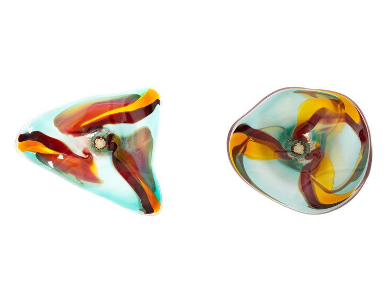 Ross Neder (American, 20th Century) Wall Mounts (A Pair of Works): Ross Neder (American, 20th Century) Wall Mounts (A Pair of Works) blown glass Larger, 30 3/4 x 27 inches. Size Larger, 30 3/4 x 27 inches.