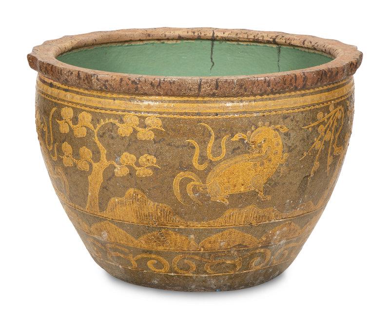 A Monumental Chinese Ceramic Egg Pot: A Monumental Chinese Ceramic Egg Pot 19th Century Height 26 x diameter 38 inches.