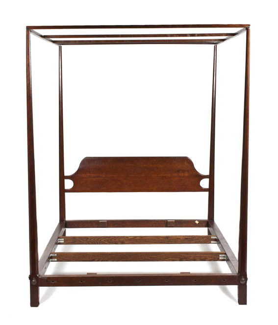 An American Cherry Four Poster Bed, Height 77 1/2 i: An American Cherry Four Poster Bed, 20th century, having faceted posts and a canopy. Height 77 1/2 inches. Property from the Estate of Robert and Eileen Degner, of RJ Degner Antiques, Maumee, Ohio