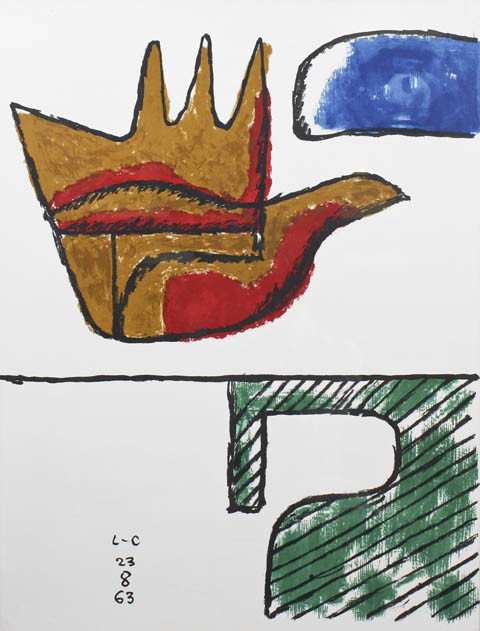 Two Charles Edourard Jeaneret Le Corbusier Lithogr: Two Charles Edourard Jeaneret Le Corbusier Lithographs, each depicting abstract forms. Height of taller 28 1/4 inches.