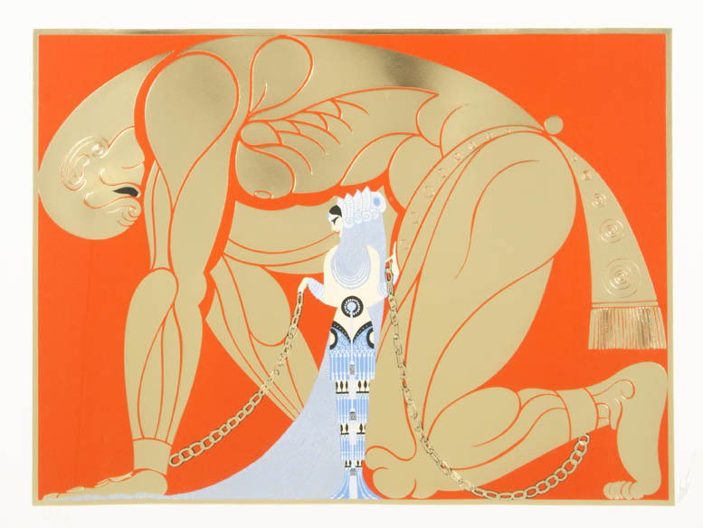 Erte (Romain de Tirtoff), (Russian, 1892-1990), Sa: Erte (Romain de Tirtoff) (Russian, 1892-1990) Samson and Delilah lithograph edition IX/XC, signed Erte (lower right) 31 1/2 x 37 inches.