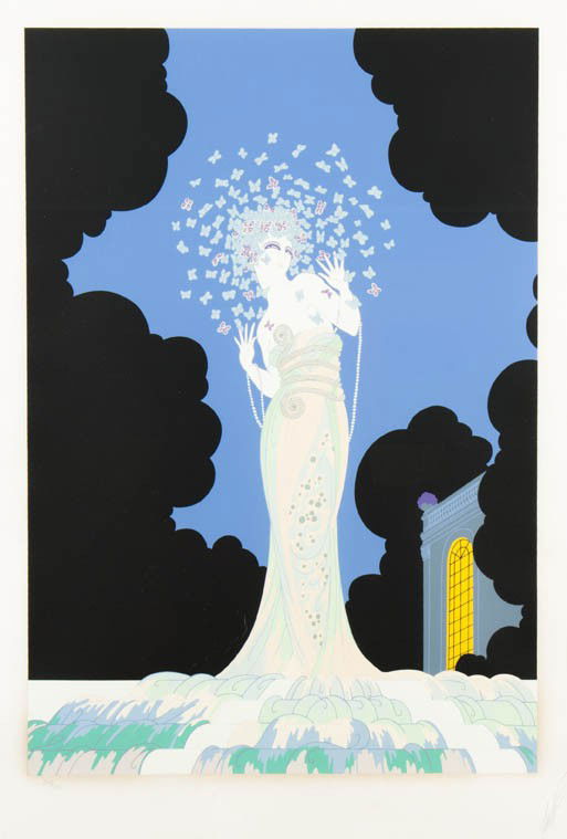 Erte (Romain de Tirtoff), (Russian, 1892-1990), Po: Erte (Romain de Tirtoff) (Russian, 1892-1990) Portrait of a Woman lithograph edition 243/300, signed Erte (lower right) 29 5/8 x 20 1/4 inches.