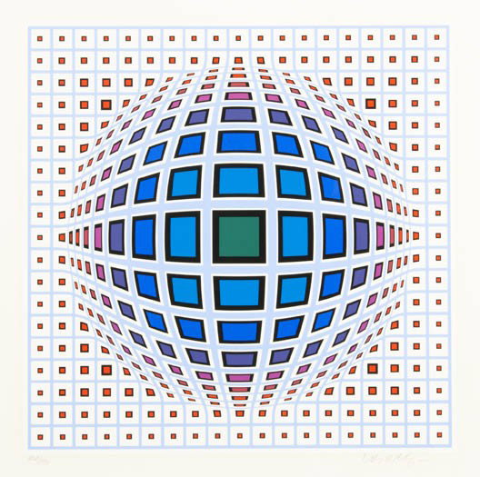 Victor Vasarely, (French/Hungarian, 1906-1997), Ku: Victor Vasarely (French/Hungarian, 1906-1997) Kubutz serigraph edition 202/250, signed Vasarely (lower right) 18 1/4 x 18 1/4 inches.