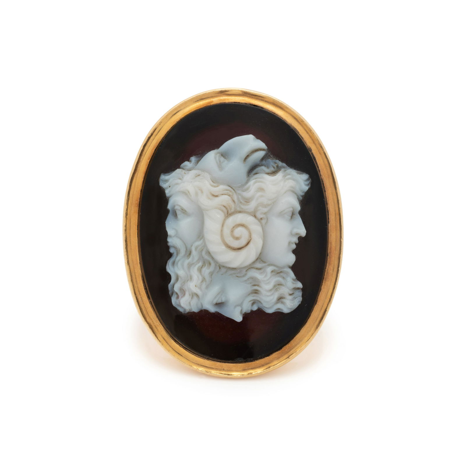 ANTIQUE, ROSE GOLD AND AGATE CAMEO RING (1 of 4)