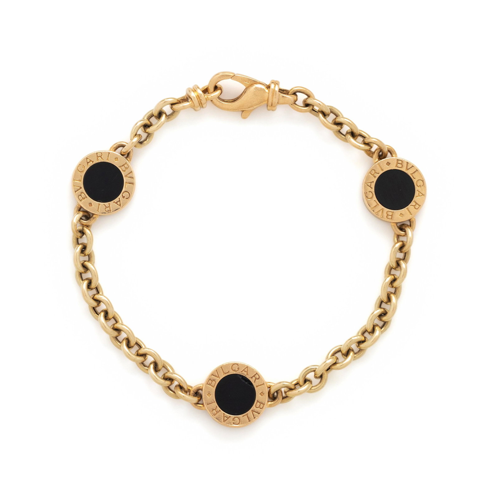 BVLGARI, YELLOW GOLD AND ONYX 'BVLGARI-BVLGARI' BRACELET (1 of 2)