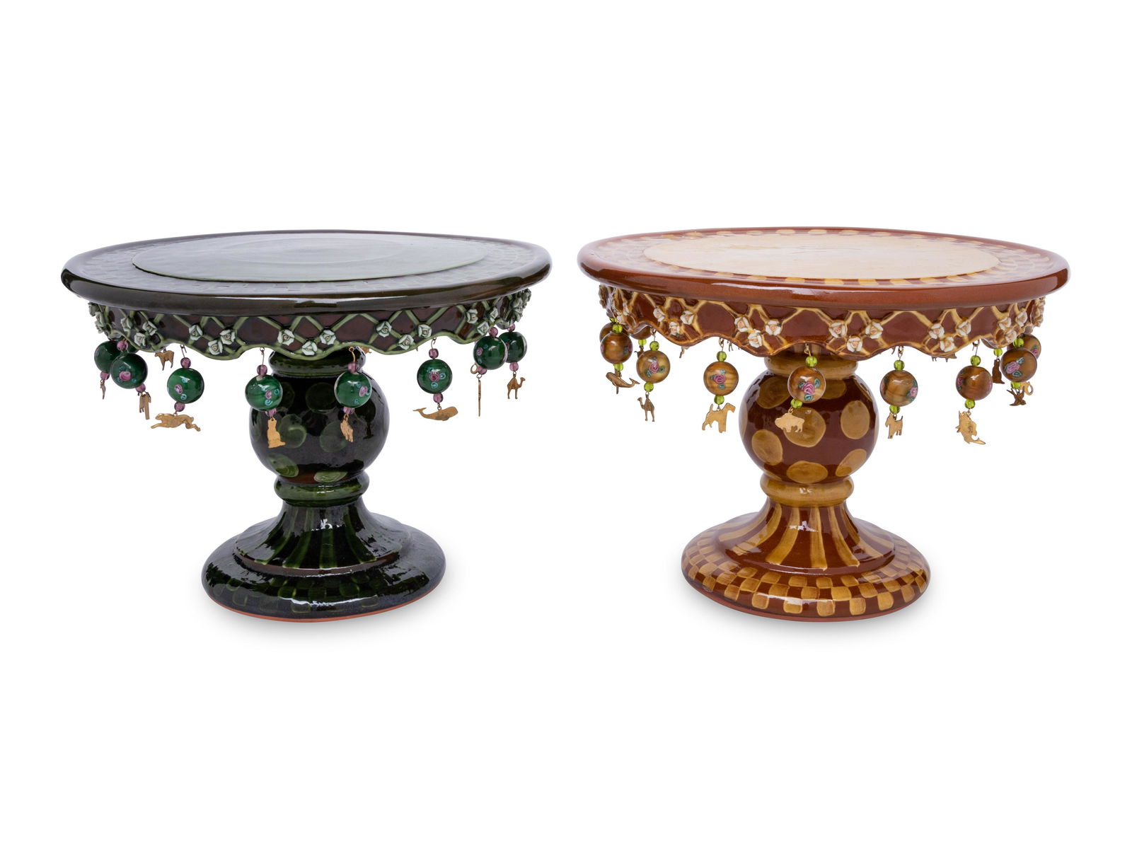 Two MacKenzie-Childs Peanuts Ceramic Cake Stands (1 of 5)