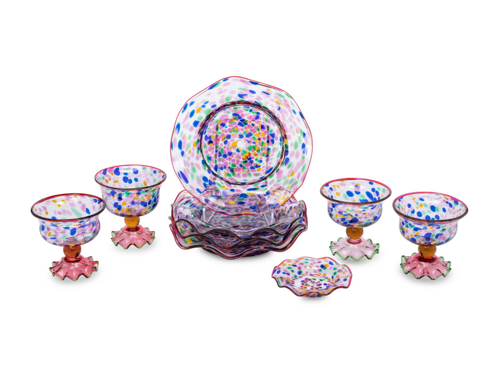A MacKenzie-Childs Molten Confetti Glass Dessert Service (1 of 5)