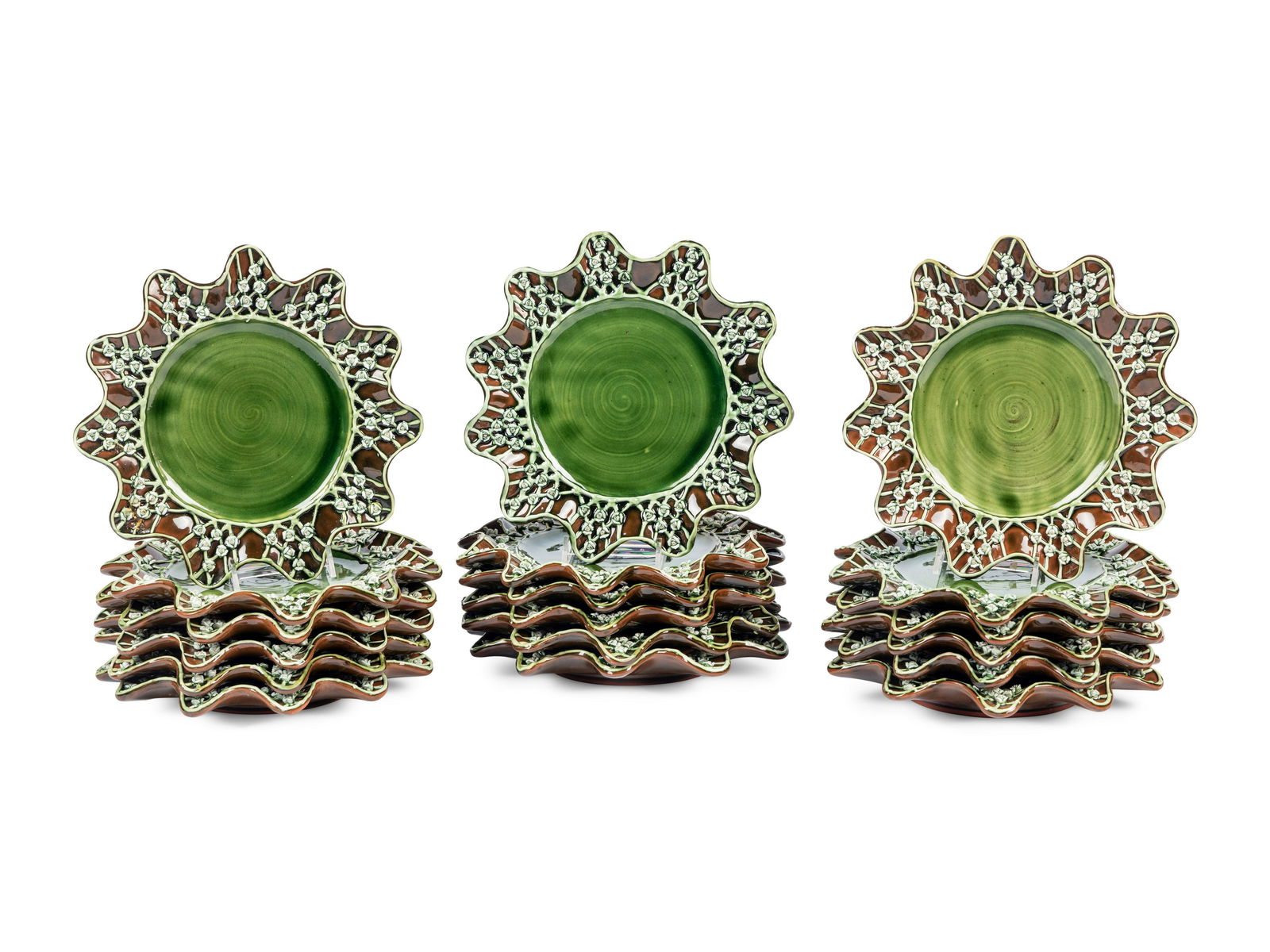 A Set of Eighteen Mackenzie-Childs Wittika Pickle Ceramic Salad Plates (1 of 6)