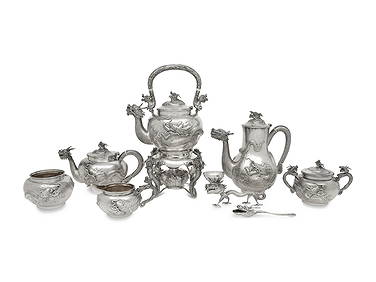 A Chinese Export Silver Seven-Piece Tea and Coffee Service (1 of 5)