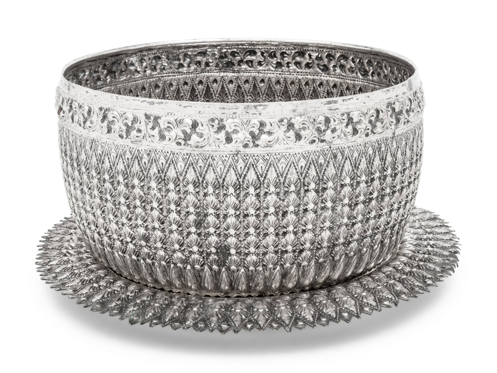 A Southeast Asian Silver Center Bowl and Underplate (1 of 5)