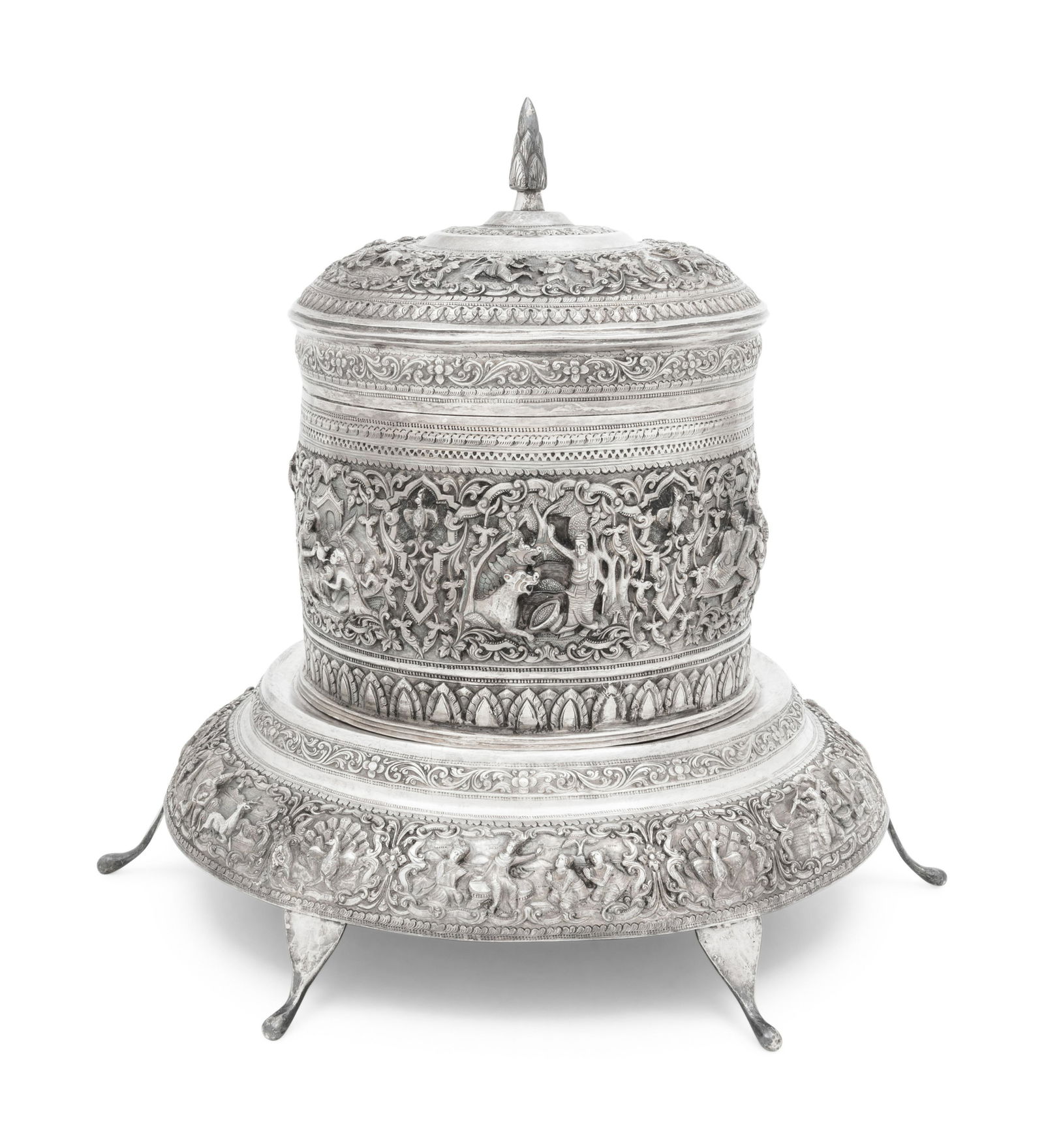 A Southeast Asian Silver Covered Jar on Stand (1 of 6)