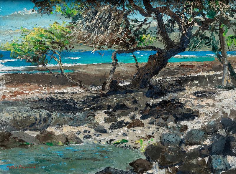 Peter Hayward (American, 1905-1993) Beach Kiawe: Peter Hayward (American, 1905-1993) Beach Kiawe oil on canvas signed Peter Hayward (lower left) 18 x 24 inches Property from an Estate, Sold to Benefit the Wichita Art Museum