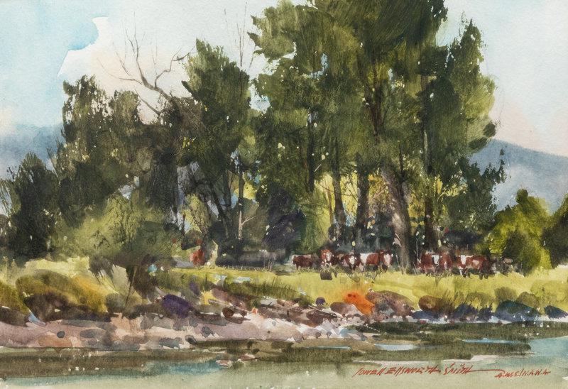 Lowell Ellsworth Smith (American, 1924-2008) Herd of Cattle Grazing: Lowell Ellsworth Smith (American, 1924-2008) Herd of Cattle Grazing watercolor signed Lowell Ellsworth Smith (lower right) 8 x 11 inches Property from a Corporate Art Colle