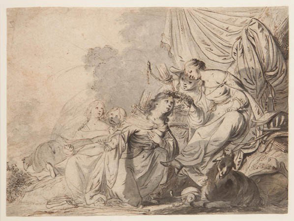 Continental School, (18th century), Figural Study: Continental School (18th century) Figural Study ink on paper 8 1/4 x 11 inches.