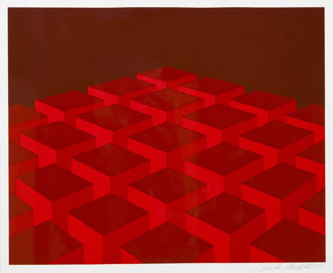 Marko Spalatin, (American, b. 1945), Red Cubes: Marko Spalatin (American, b. 1945) Red Cubes serigraph, Cleveland Print Club, ed. signed Marco Spalatin (lower right) 12 1/2 x 15 1/4 inches.