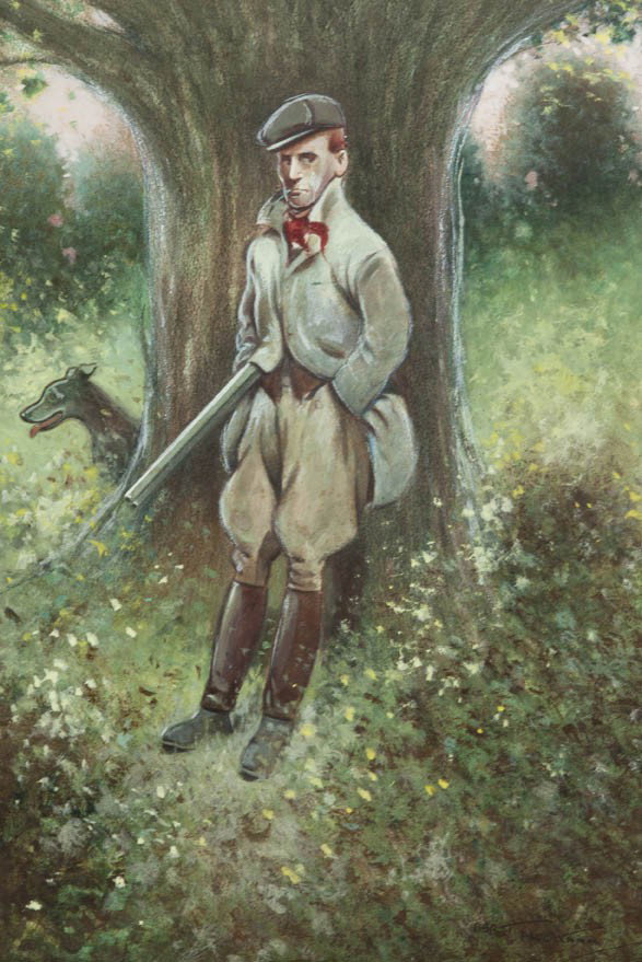 Bert Hookam, (British), Hunter Dismounted: Bert Hookam (British) Hunter Dismounted pastel on paper board 14 1/4 x 9 1/2 inches.