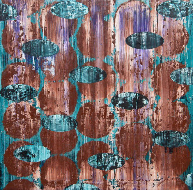 Rob Wynne, (American, b. 1950), Left, 1988: Rob Wynne (American, b. 1950) Left, 1988 acrylic on canvas signed Rob Wynne, titled, and dated (verso) 34 x 34 inches.