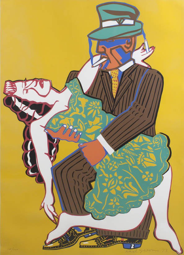 Red Grooms, (American, b. 1937), Mango Mango, 197: Red Grooms (American, b. 1937) Mango Mango, 1973 color screenprint edition 128/250, signed Red Grooms, and dated (lower right) 40 x 29 inches.