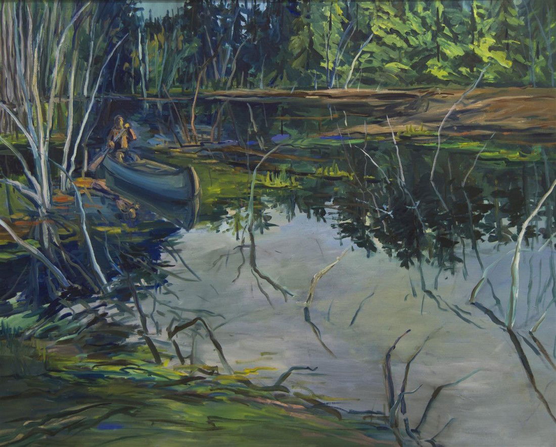 Deborah Brown, (20th century), Paddling Out, 1982: Deborah Brown (20th century) Paddling Out, 1982 oil on canvas signed Elizabeth Cain, titled, and dated (verso) 48 x 60 inches.