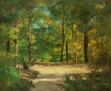 Theodore Clement Steele (American, 1847&#8211;1926) Forest Landscape, 1918: Theodore Clement Steele (American, 1847&#8211;1926) Forest Landscape, 1918 oil on canvas signed TC Steele and dated (lower right) 20 1/4 x 24 inches.