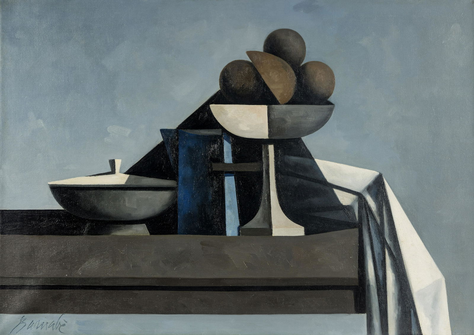 Duilio (Dubè) Barnabé (Italian, 1914-1961) Still Life in Blue, c. 1959: Duilio (DubÃ¨) BarnabÃ© (Italian, 1914-1961) Still Life in Blue, c. 1959 oil on canvas signed BarnabÃ© (lower left) 25 1/2 x 36 1/4 inches. Provenance: Duilio Barnabe, Paris Johnson Internationa