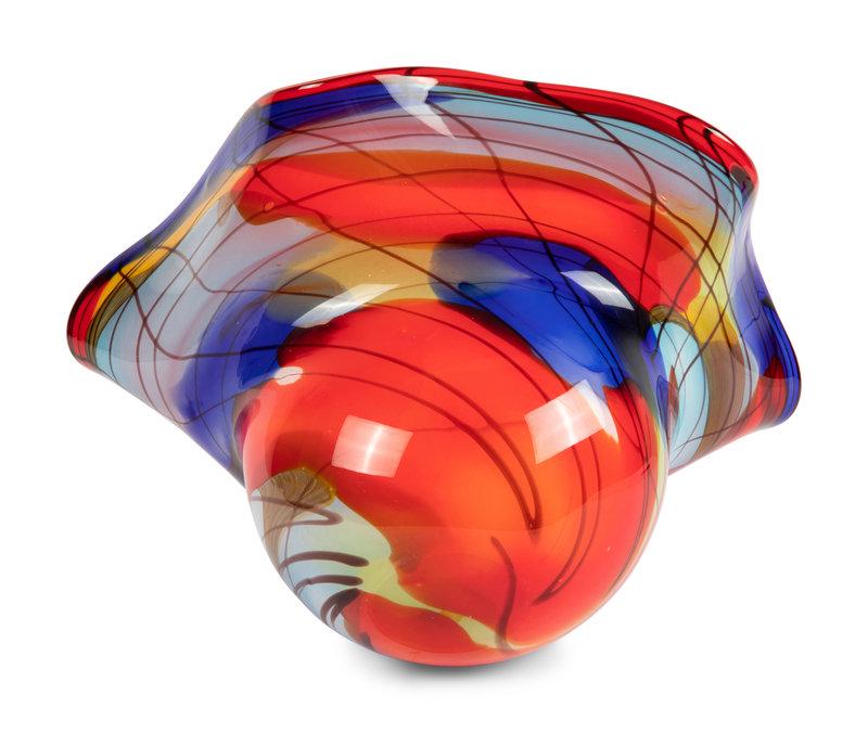 A Monumental Red and Blue Studio Art Glass Bowl: A Monumental Red and Blue Studio Art Glass Bowl unsigned.Height 12, width 21 inches. This lot is located in Denver. Property from the Estate of Harry M. Cornell, Jr.