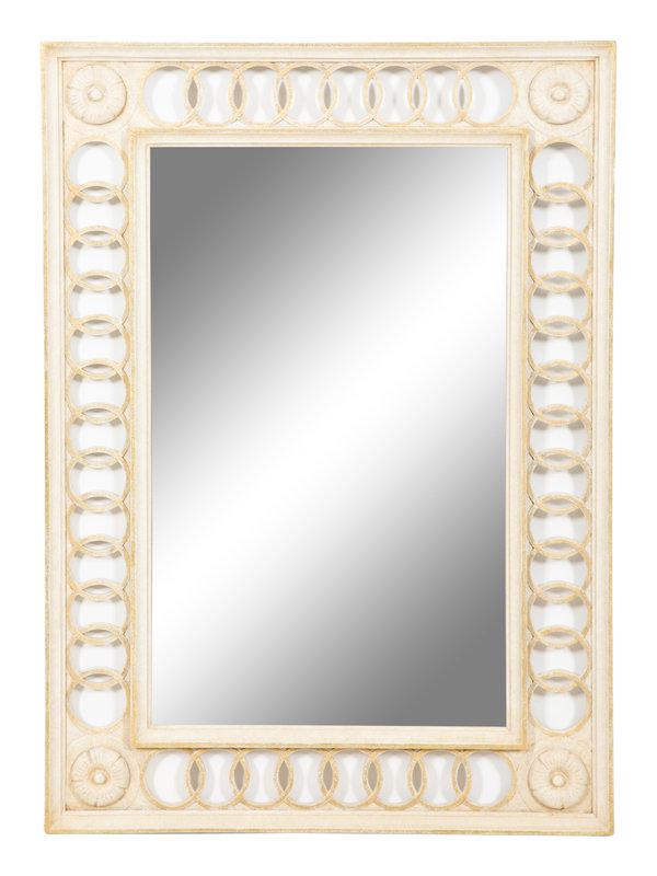 A Neoclassical Style Painted and Parcel Gilt Mirror: A Neoclassical Style Painted and Parcel Gilt Mirror 20th Century Height 38 x width 27 inches. 38” x 27” This lot is located in Palm Beach. Size 38” x