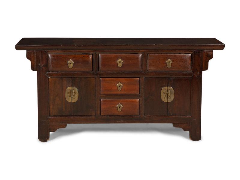 A Contemporary Chinese Style Serving Cabinet: A Contemporary Chinese Style Serving Cabinet Height 32 1/2 x width 56 x depth16 1/4 inches. This lot is located in Palm Beach.