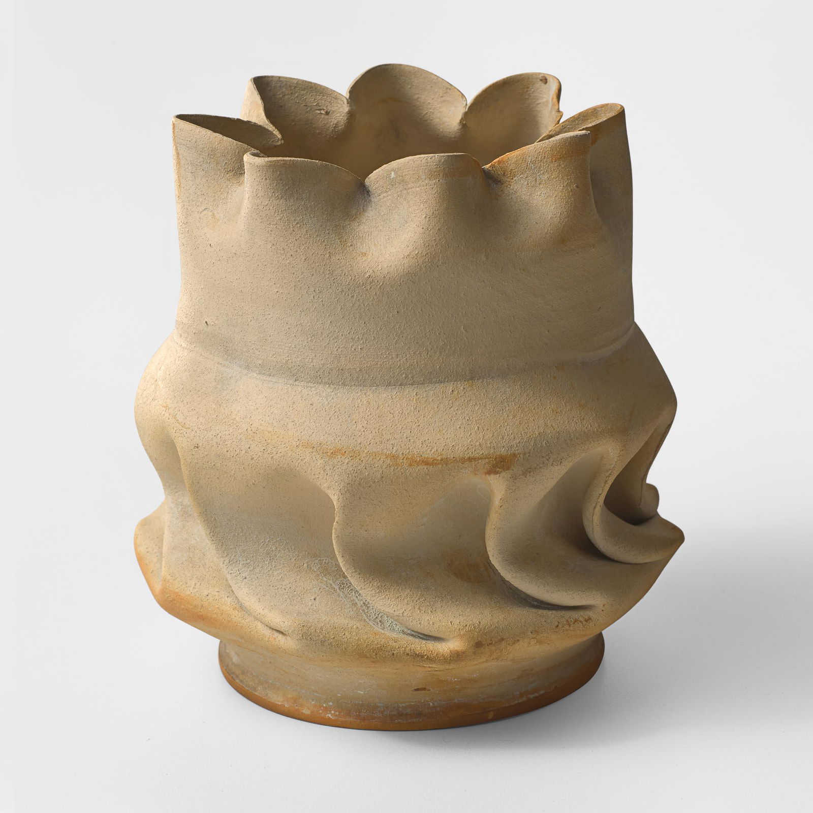 George Ohr (American, 1857-1918) Buff Bisque Vase with In-Body Twist, Biloxi, Mississippi, USA, (1 of 4)