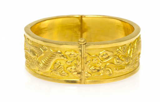 153 A 24 Karat Yellow Gold Chinese Wedding Bangle