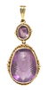 480: An Antique Yellow Gold and Carved Amethyst Pendant