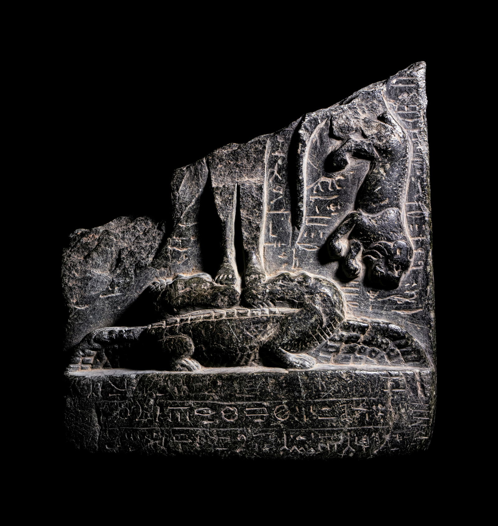 An Egyptian Black Steatite Cippus Fragment (1 of 3)