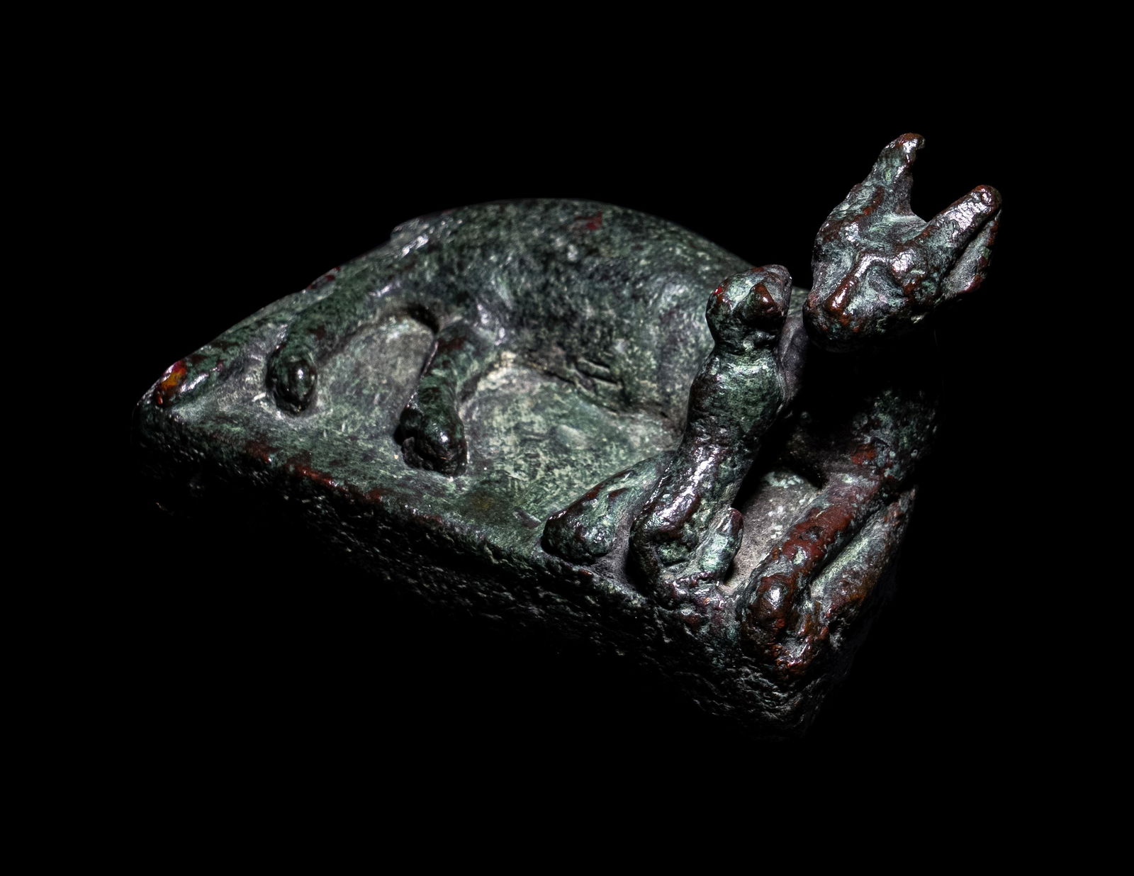 An Egyptian Bronze Cat with Kitten (1 of 4)