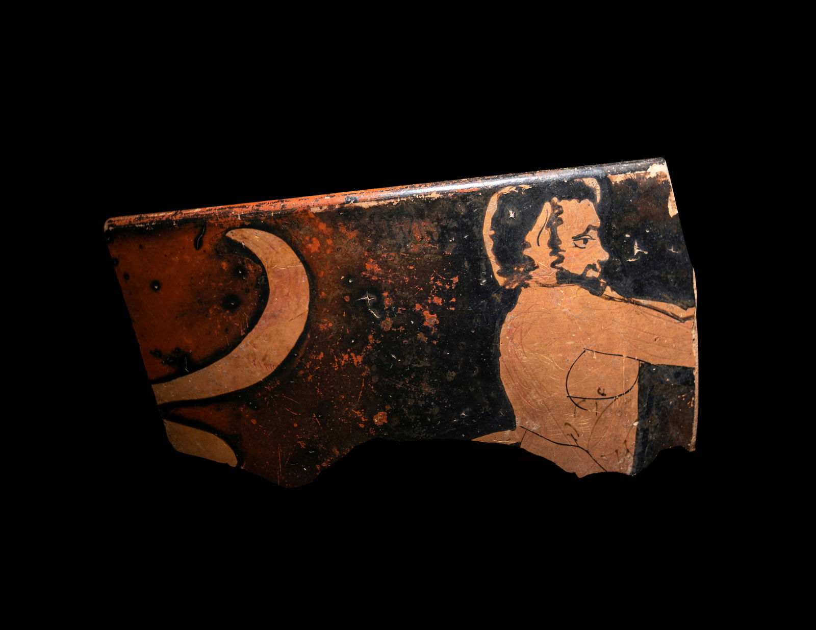 An Attic Red-Figured Fragment with a Satyr (1 of 3)