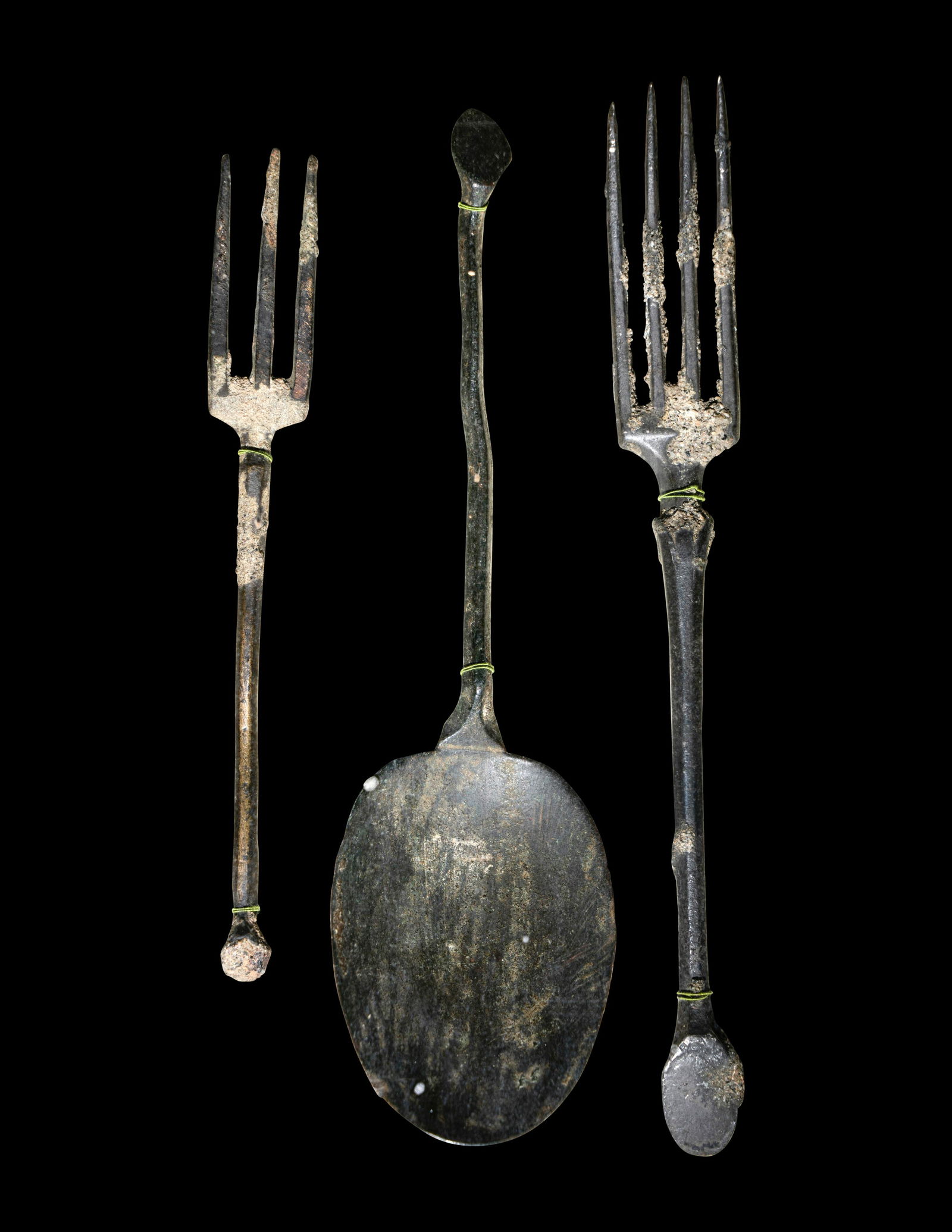 A Group of Roman Bronze Cutlery (Two Forks and One Spoon) (1 of 3)