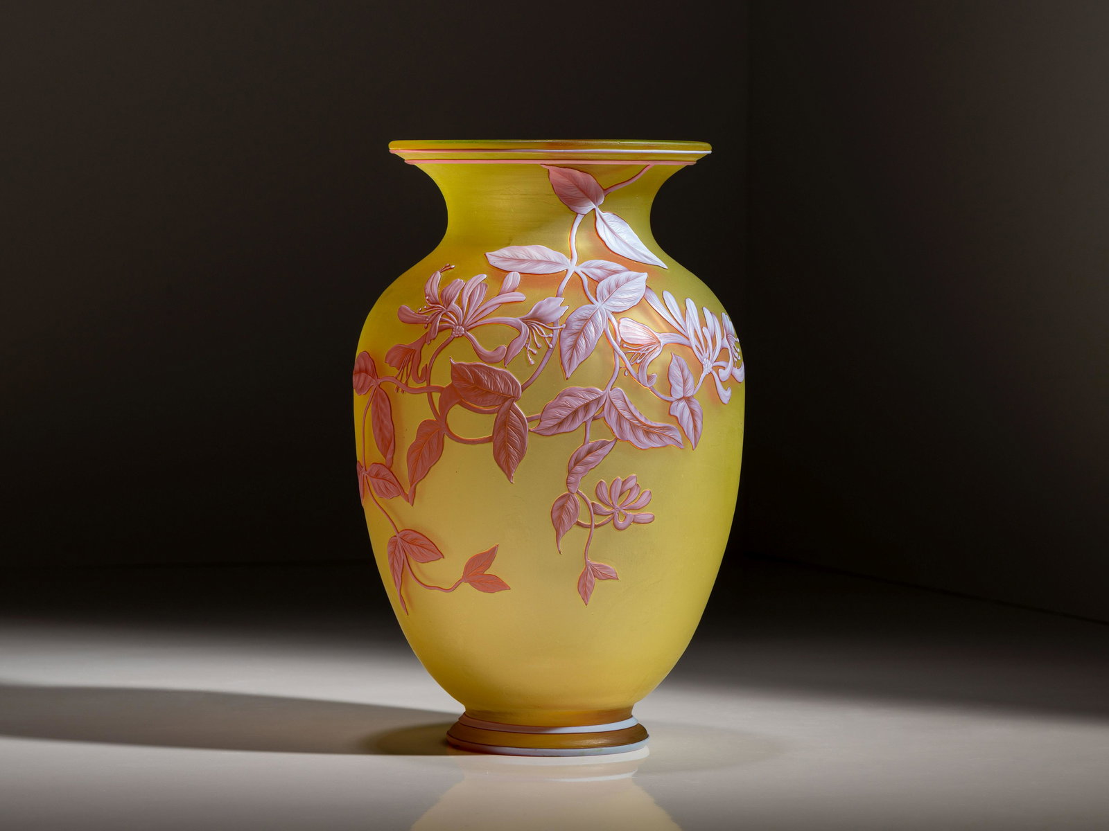 Thomas Webb & Sons English, Late 19th/Early 20th Century Cameo Vase: Thomas Webb & Sons English, Late 19th/Early 20th Century Cameo Vase glass marked on underside H 9 inches. This lot is located in Cincinnati. Property from the Estate of Madelyn Marley, Yakima, Washing