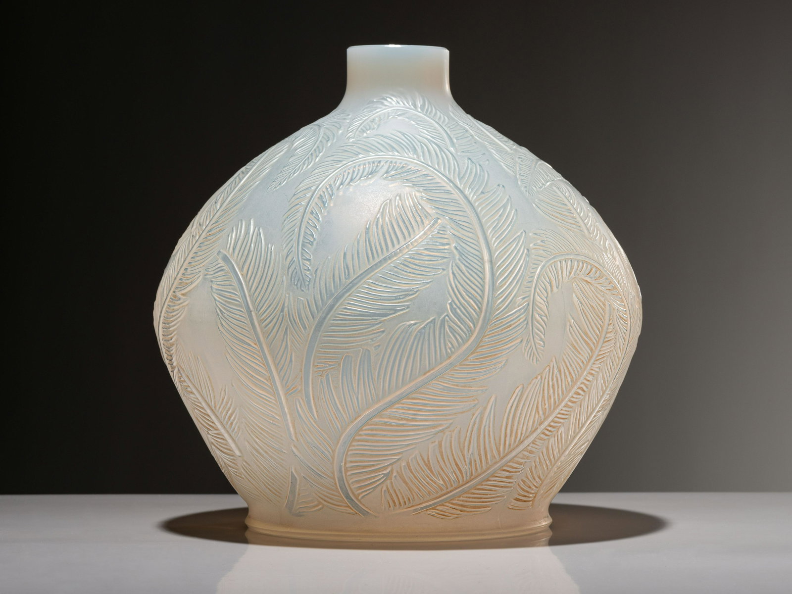 René Lalique (French, 1860-1945) Plumes Vase (1 of 4)