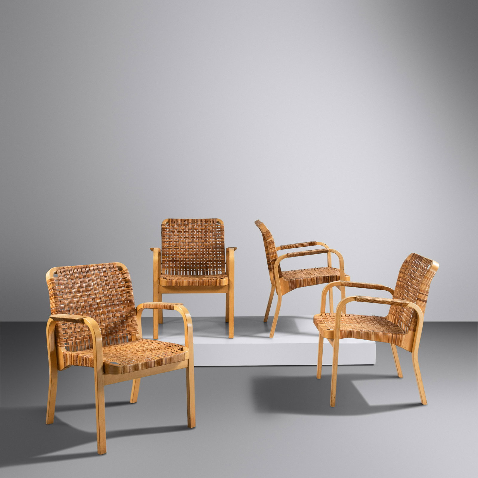 Alvar Aalto  (1898-1976) Set of Four Armchairs, model 45, c. 1970 Artek, Finland (1 of 2)