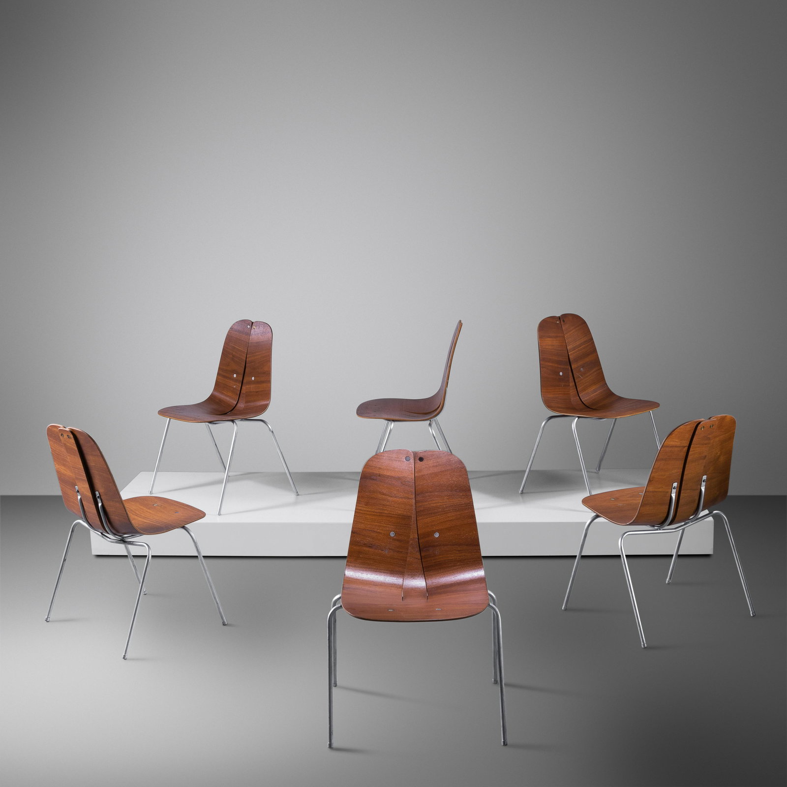 Iver Bertelsen (20th Century) Set of Six Dining Chairs, c. 1945 Steelcraft, USA (1 of 2)