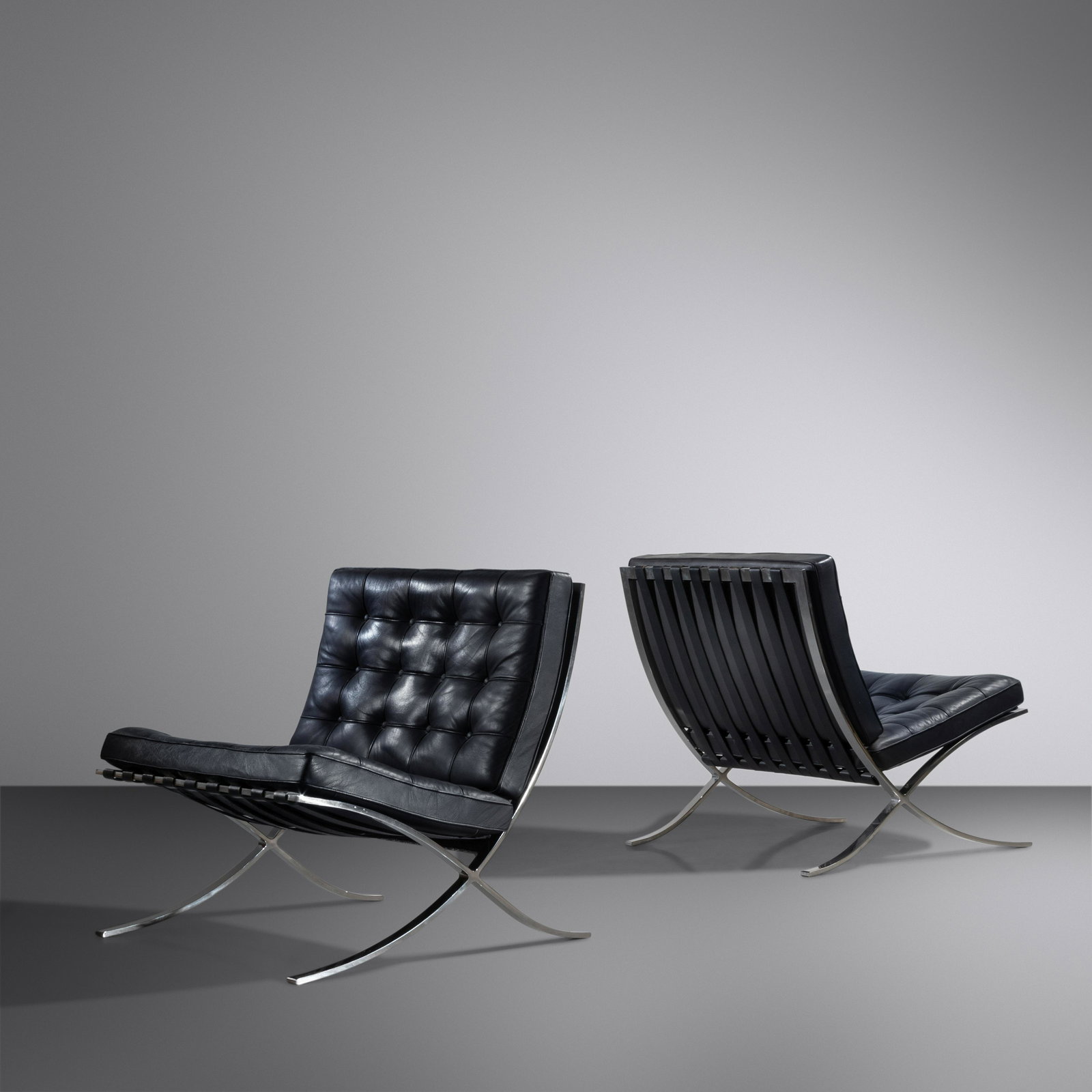 Ludwig Mies van der Rohe (1886-1969) Pair of Barcelona Chairs  Knoll International, USA (1 of 2)