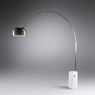 Achille and Pier Giacomo Castiglioni (1918-2002 | 1913-1968) Arco Floor Lamp, c. 2000 FLOS, Italy: Achille and Pier Giacomo Castiglioni (1918-2002 | 1913-1968) Arco Floor Lamp, c. 2000 FLOS, Italy marble, aluminum, chrome-plated steel H 92 x W 82 x D 9 inches This lot is located in Chicago.